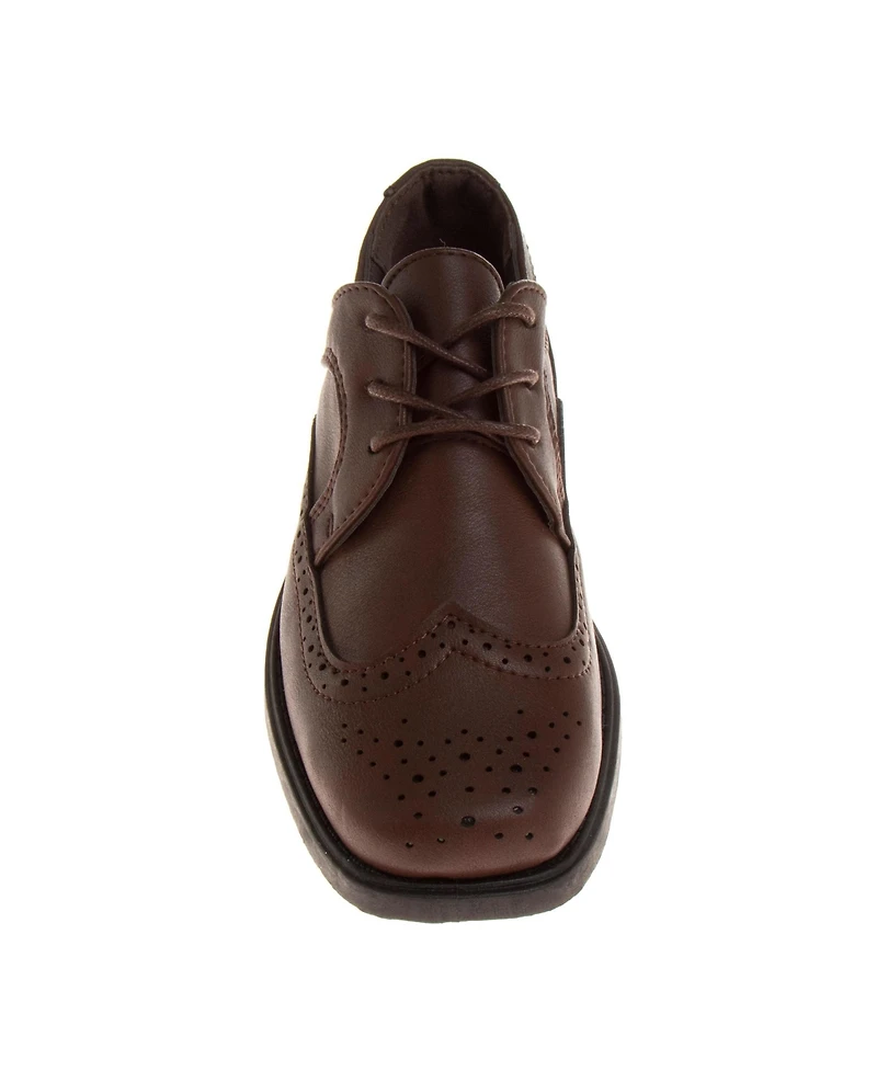 Josmo Little Boys Wing Tip Slip On Dress Shoes for Classic Formal Comfort Style with Lace Up Closure
