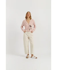 Chinti & Parker Women's and Cotton Snoopy Crochet Peekabo Cardigan
