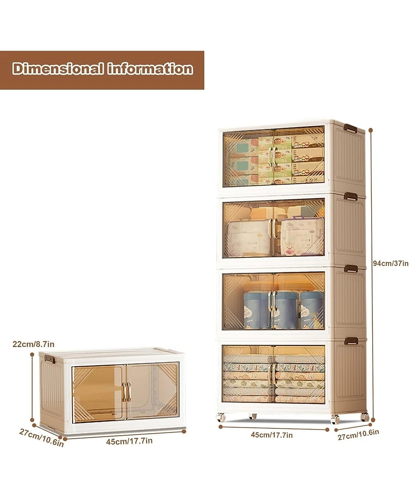 gaomon 4-Tier Stackable Plastic Storage Boxes with Lid, Modular Storage Organizer