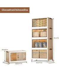 gaomon 4-Tier Stackable Plastic Storage Boxes with Lid, Modular Storage Organizer