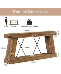 Tribesigns Long Farmhouse Console Table, Industrial Rustic Entryway Furniture for Hallway, Entry, Living Room