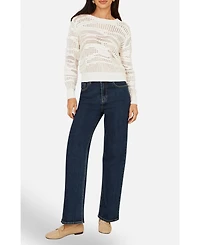 Yumi Women's Wave Pointelle Knitted Jumper