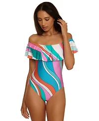 Trina Turk Women's Off-The-Shoulder One-Piece Swimsuit