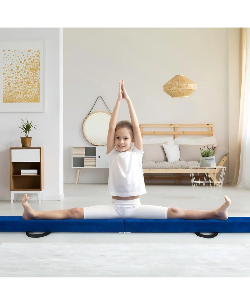 Hongge 9 Ft Folding Gymnastics Balance Beam with Anti-slip Base and Pine Wood Frame