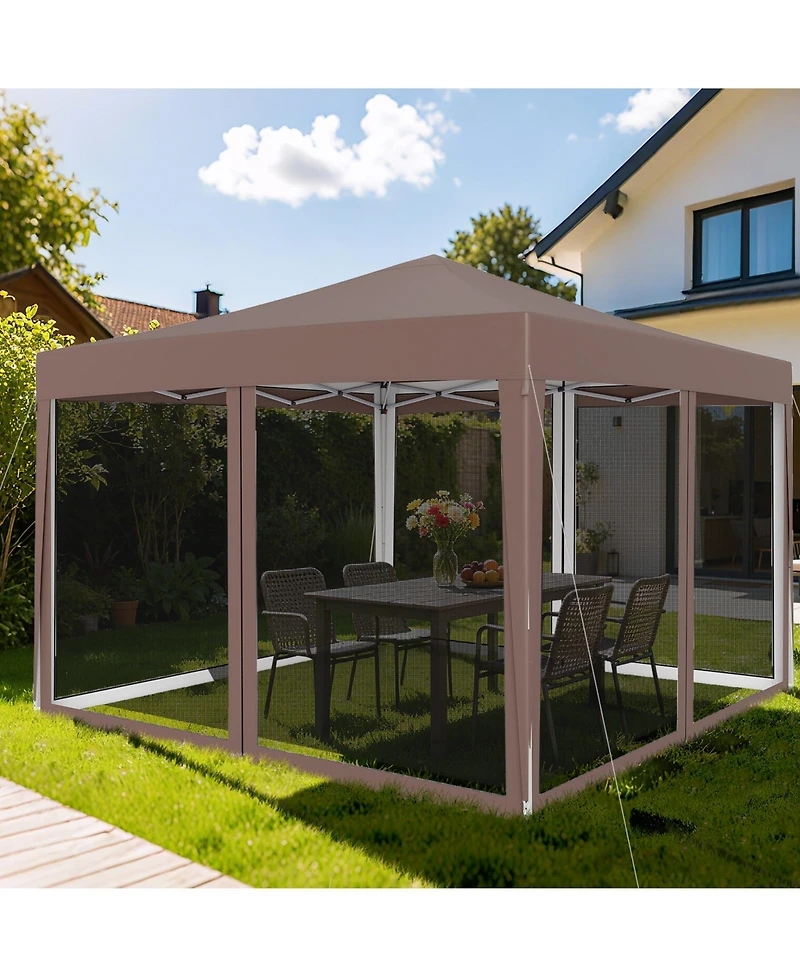 Mecale 10x10 ft Pop-Up Canopy Tent with Mesh Netting, Instant Setup