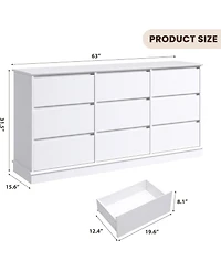 gaomon 9 Drawer Dresser for Bedroom Large Chest with Deep Drawers Wide Top Wooden Organizer for Living Room
