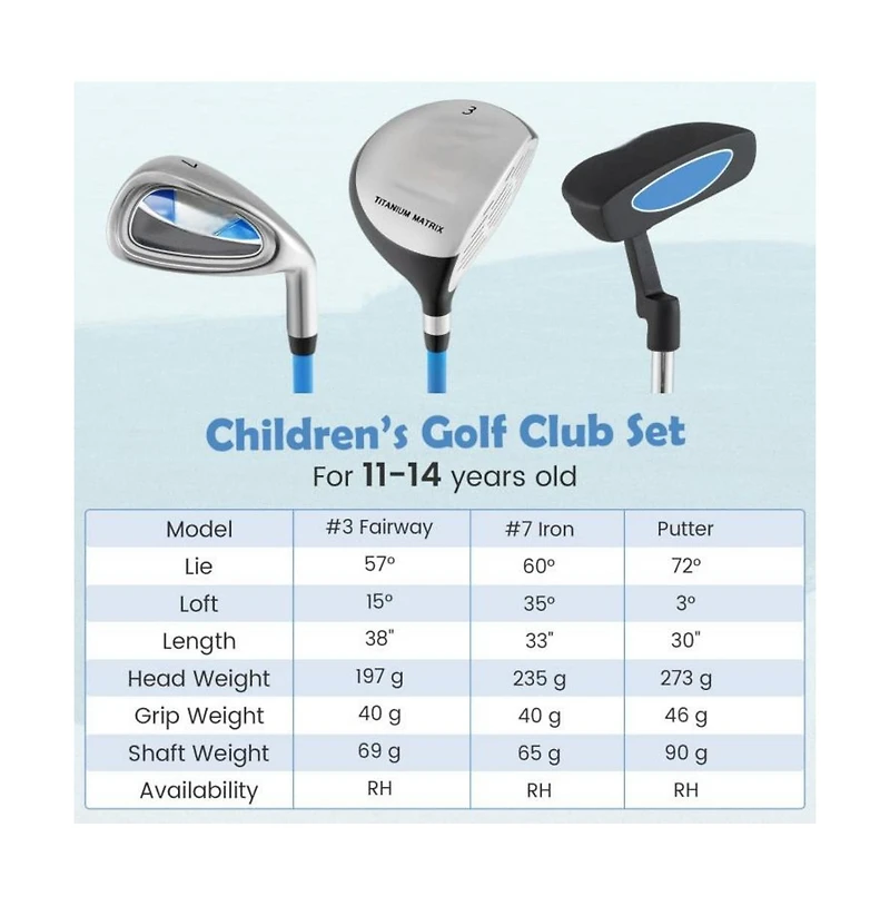 Hongge Junior Mallet Putter Individual Gold Club for Kids Ages 11-14
