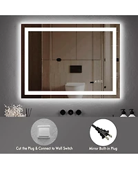 Homfan Led Bathroom Mirror 2028 Wall-Mounted Vanity Mirrors Stepless Dimmable Wall Mirrors, Backlit + Front Lit, Memory Function, Waterproof