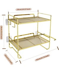 Homfan Over The Toilet Storage, 2-Tier Bathroom Organizers and Storage, Over Toilet Bathroom Organizer, No Drilling Storage Shelf