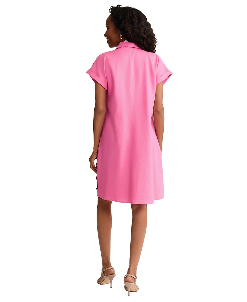 Jones New York Women's Short-Sleeve Collared V-Neck Dress