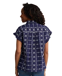 Jones New York Women's Collared Neck Button-Front Top