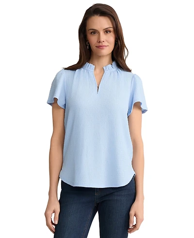 Jones New York Women's Flutter-Sleeve V-Neck Top