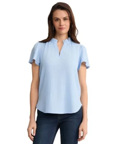 Jones New York Womens Flutter Sleeve V Neck Top