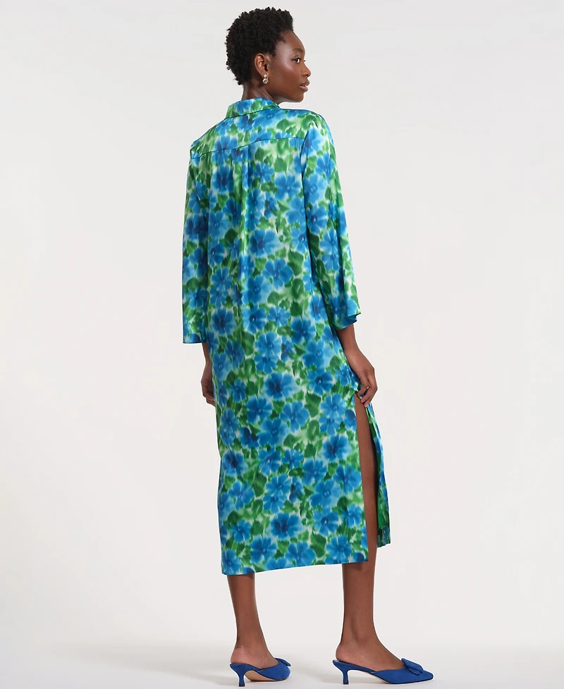 Isaac Mizrahi Women's Long-Sleeve Collared Maxi Dress