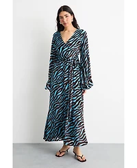 Warehouse Women's Burnout Velvet Plunge Maxi Dress