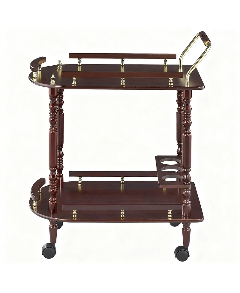 Yigii 2-Tier Mobile Bar Cart with Wine Rack