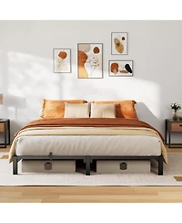 gaomon Bed Frame Metal Platform Tool Free Assembly No Screws No Box Spring Needed Heavy Duty 800lb Reinforced Slats