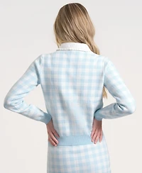 Isaac Mizrahi Women's Long-Sleeve Gingham Cardigan