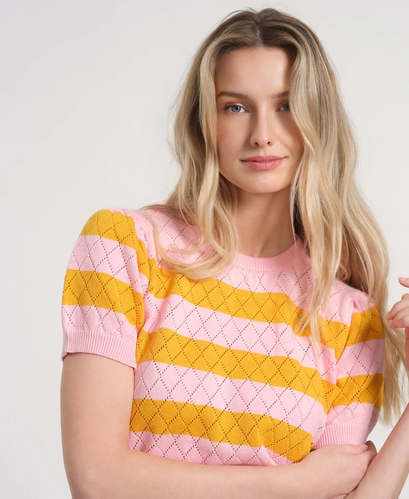 Isaac Mizrahi Women's Balloon Short-Sleeve Knitted Sweater