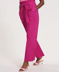 Isaac Mizrahi Women's Wide-Leg Clinched Waist Pants