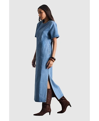 Warehouse Women's Denim Side Split Midi Dress