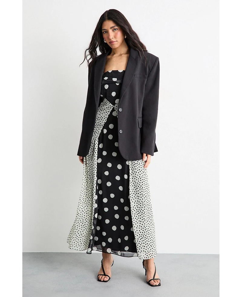 Warehouse Women's Printed Bandeau Seam Detail Midi Dress