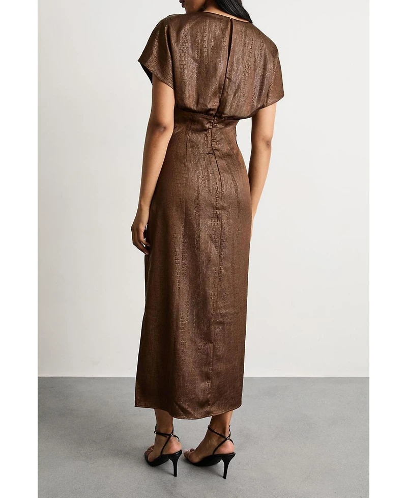 Warehouse Women's Leather Look Twist Front Midi Dress