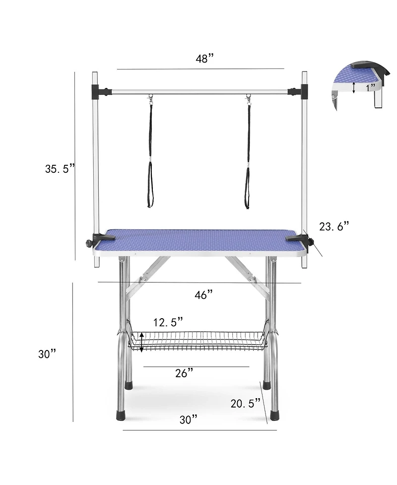 Aostirmotor 46" Large Heavy Duty Pet Grooming Table for Dogs and Cats with Adjustable Arm
