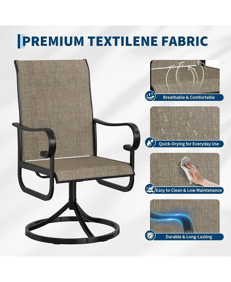 gaomon Set of 2 Patio Swivel Dining Chairs, 360degree(s) Swivel 15degree(s) Reclining, All-Weather Textilene for Lawn Garden Deck