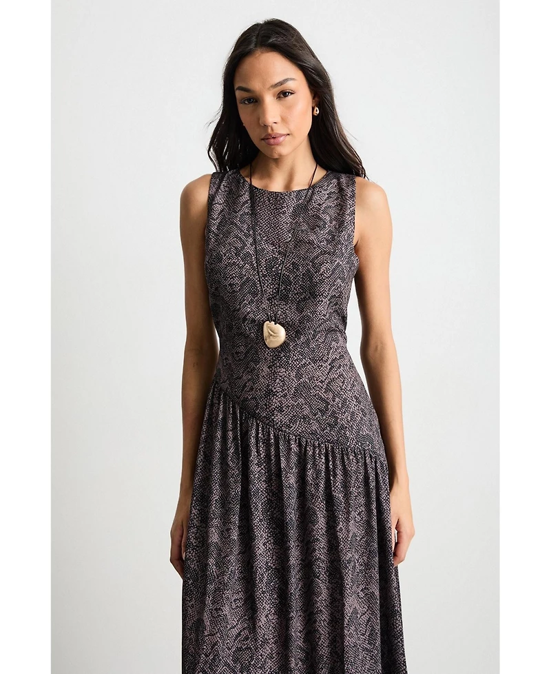 Warehouse Women's Printed Chiffon Tiered Maxi Dress