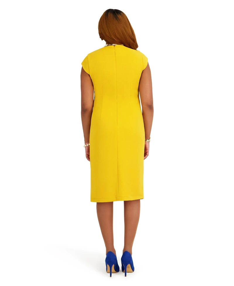 Kasper Women's Cap-Sleeve Crewneck Dress