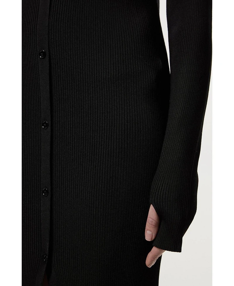 Karen Millen Women's Button Through Ribbed Maxi Dress