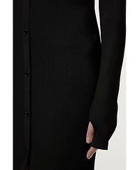 Karen Millen Women's Button Through Ribbed Maxi Dress