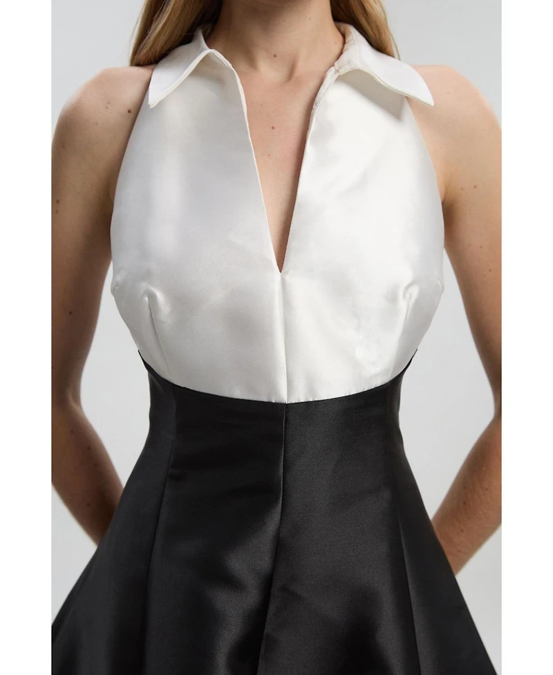 Karen Millen Women's Twill Contrast Tux Tailored Dress