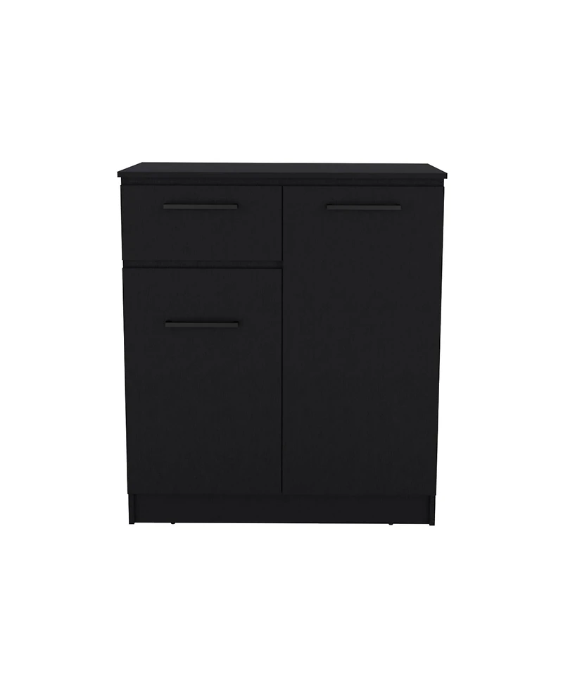 flynama Premium Idaho Dresser with 2 Door Cabinets and 1 Drawer Black Finish Compact Storage Solution for Bedroom Living Room