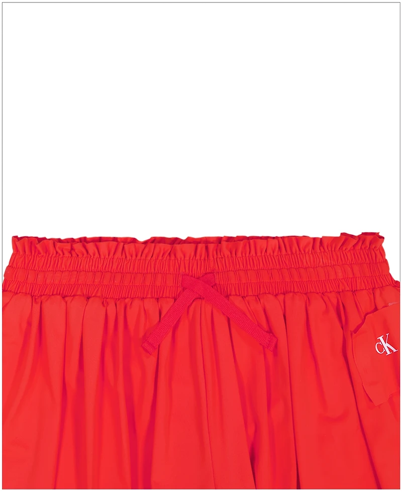 Calvin Klein Girls' 7-16 Smocked Waist Pull-On Tech Shorts
