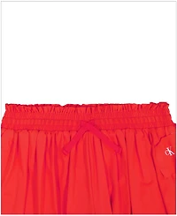 Calvin Klein Girls' 7-16 Smocked Waist Pull-On Tech Shorts