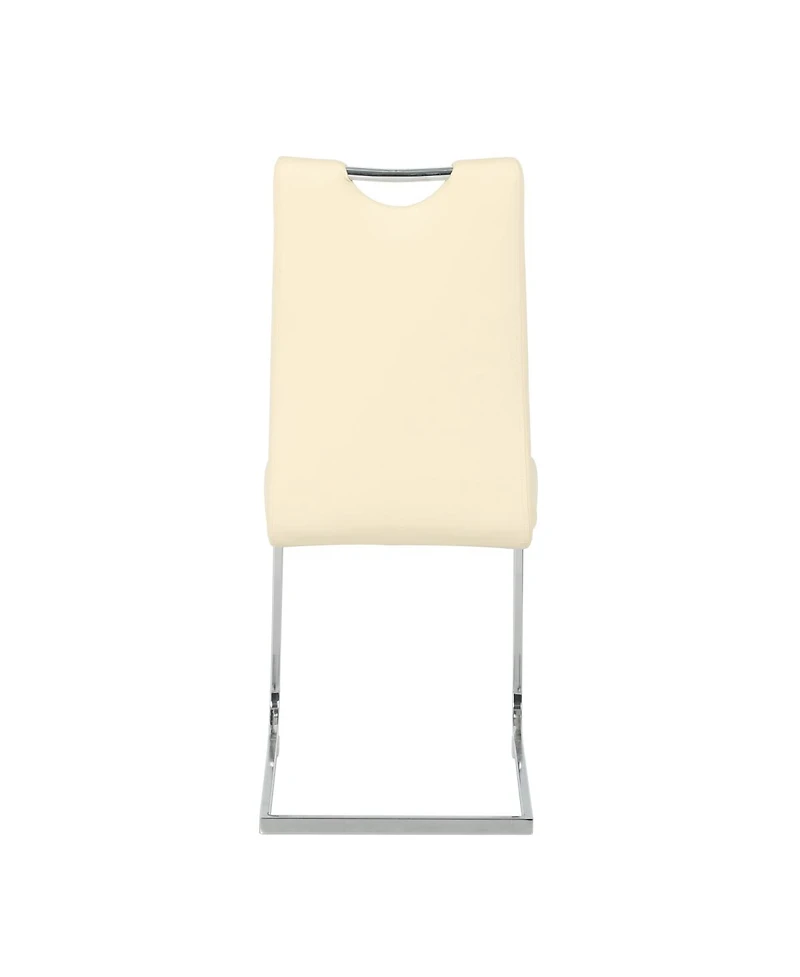 Streamdale Furniture Modern Light Yellow Pu Dining Chair with Electroplated Metal Legs (Set of 2)