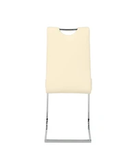 Streamdale Furniture Modern Light Yellow Pu Dining Chair with Electroplated Metal Legs (Set of 2)