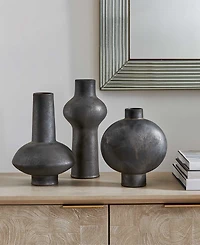 Uttermost Charcoal Bloom Indoor-Outdoor Vases, Set of 3