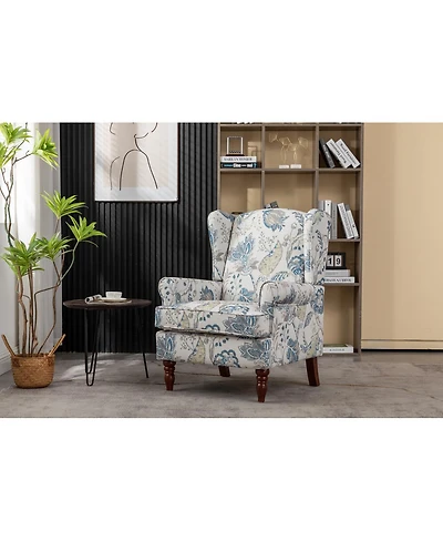 Streamdale Furniture Modern Accent Chair with Retro Wood Legs, Comfy Upholstered Armchair