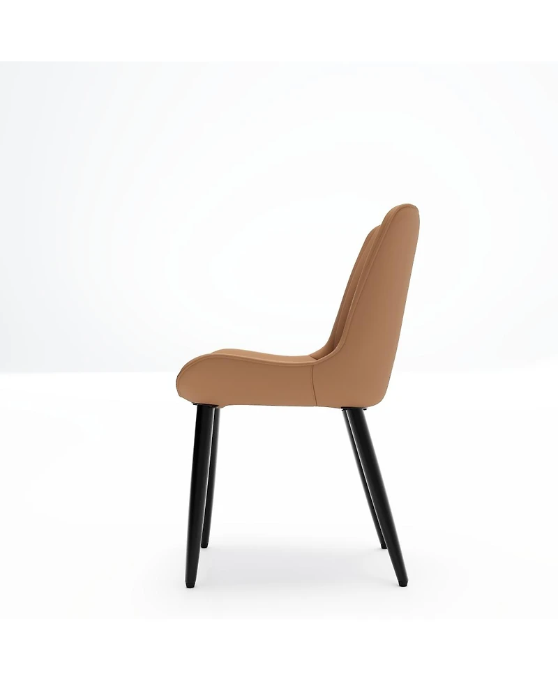 Streamdale Furniture Set of 4 Modern Pu Leather Dining Chairs with Cushions & Metal Legs