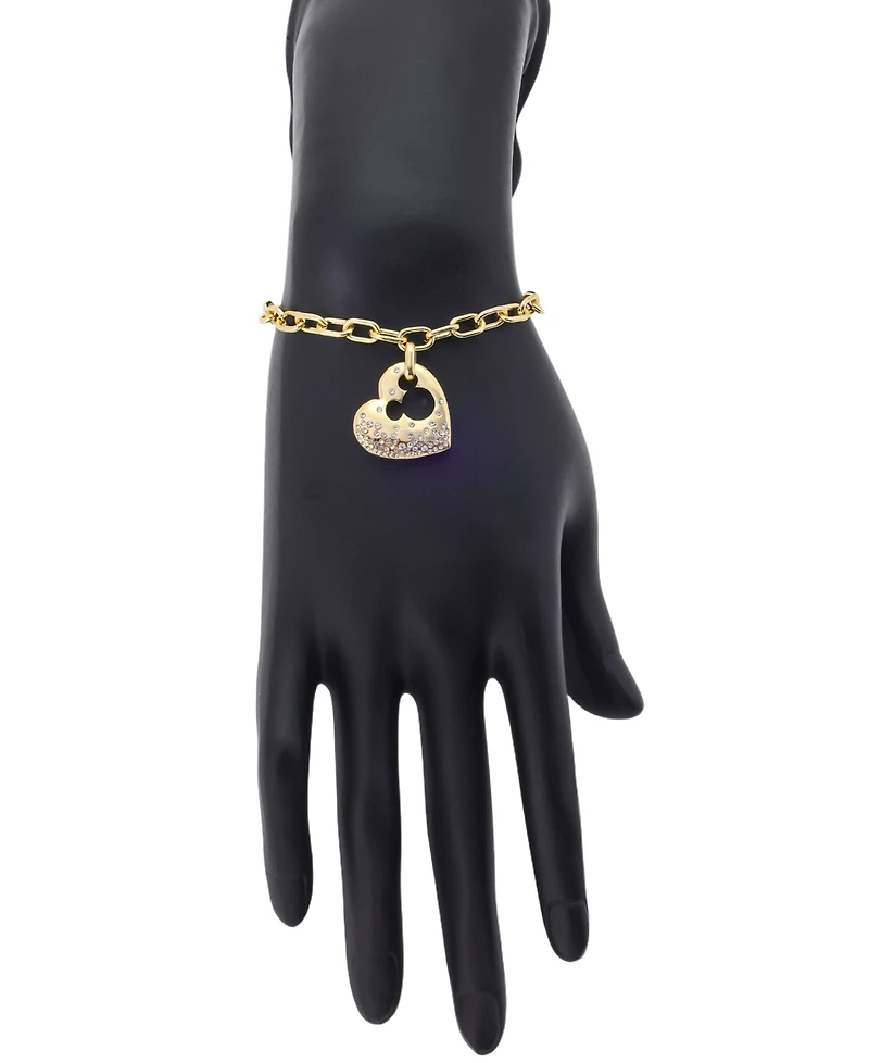 Disney Mickey Mouse Open Heart Crystal and Cubic Zirconia Charm Bracelet