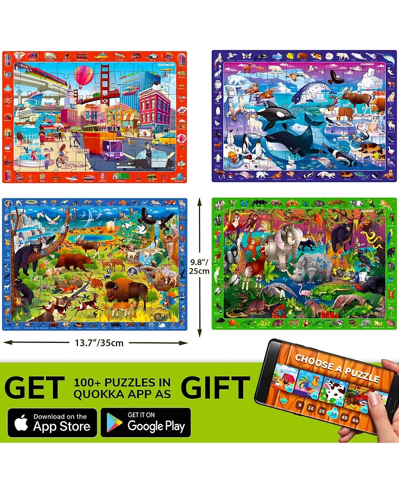 Quokka 4 x 60 Pieces Puzzles for Kids Ages 4-6 - Educational Search & Find Toy
