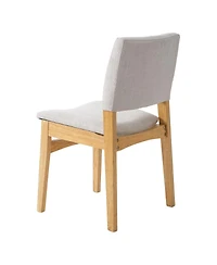 Streamdale Upholstered Stackable Dining Chairs Set of 4 - Linen Fabric, Solid Wood Frame