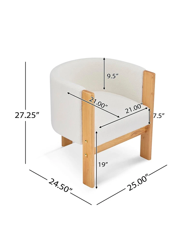 Streamdale Furniture Streamdale Upholstered Dining Chairs Set of 4, White Boucle Fabric, Modern Armchairs