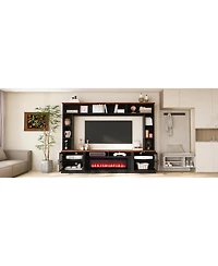 Streamdale Furniture Entertainment Center with Bookshelves & Electric Fireplace for TVs up to 80