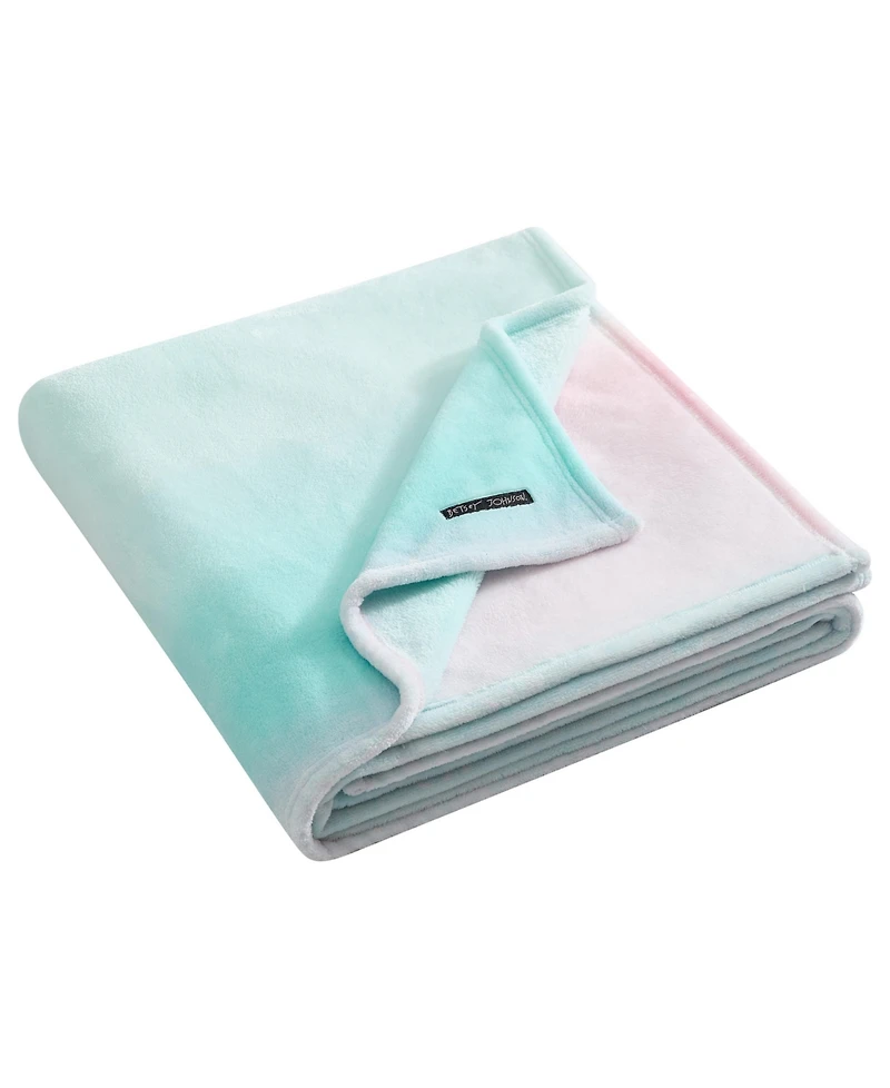 Betsey Johnson Ombre Printed Plush Throw, 70" X 50"