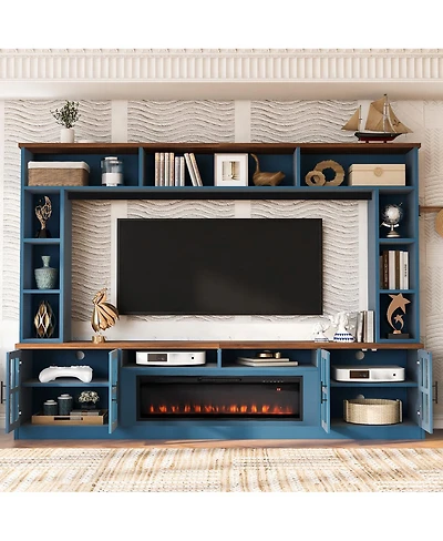 Streamdale Furniture Entertainment Center with Bookshelves & Electric Fireplace for TVs up to 80
