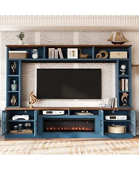 Streamdale Furniture Entertainment Center with Bookshelves & Electric Fireplace for TVs up to 80